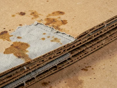 Old book board exposed, cloth covering worn through to reveal grey pasteboard be