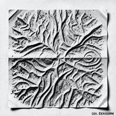 A crumpled piece of paper un-crumpled and photocopied, the wrinkle shadows creat