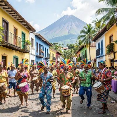 French Caribbean fusion in Guadeloupe, Carnival Gwo Ka drums, drummers in tradit