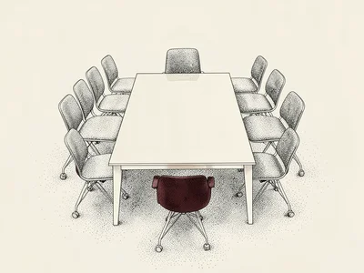 The plan view of a meeting room shows eleven tiny stippled chairs around a long