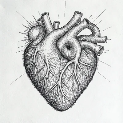 Human hair arranged into anatomical heart shape, sun-printed until the personal 
