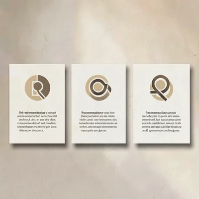 An art-direction deck final-recommendations spread with three abstract recommend