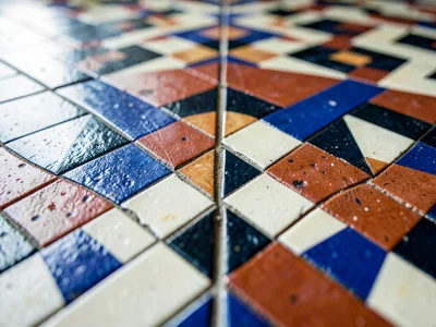 Geometric floor viewed at extreme angle