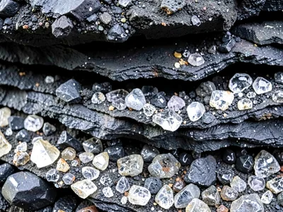 Obsidian flow front showing multiple layers
