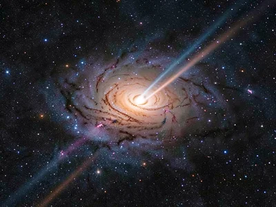 Galaxy with active nucleus creating jets