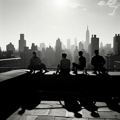Street photo in the style of Vivian Maier A group of