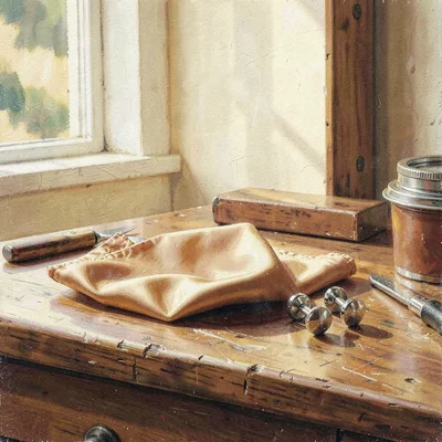 Warm linen vignette of a folded silk pocket square and a pair of cufflinks on a