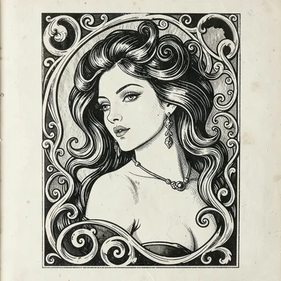 A woman with elaborate flowing hair