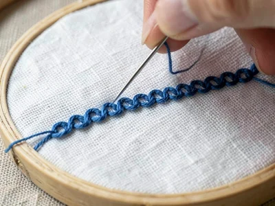 Chain Stitch Linked Loops in Cobalt Blue