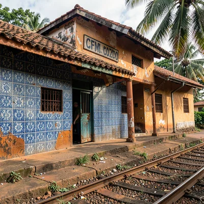 Portuguese colonial tropicália in Maputo, Mozambique, CFM railway station Portug
