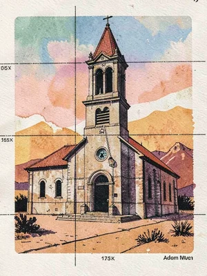 Adobe church bell tower