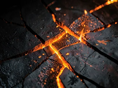 Charcoal cracks creating geometric texture
