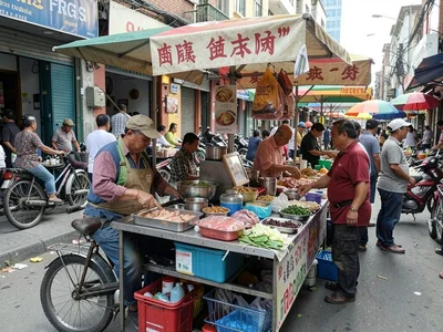 Street vendor elaborate setup