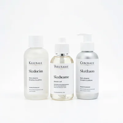 Skincare bottles arrangement