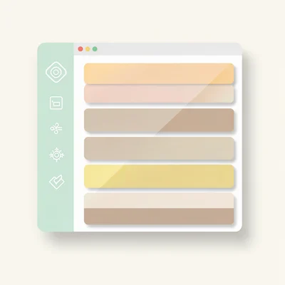 Flat clean survey-builder UI on a soft mint surface, sidebar with abstract glyph