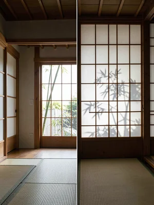 Shoji Bamboo Grid Silhouette Detail