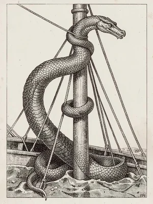Scrimshaw sea serpent