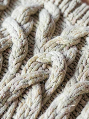 Wool sweater cable knit looking cozy and substantial