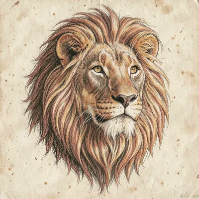Lion head with mane texture