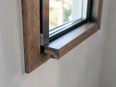 Window frame section showing depth
