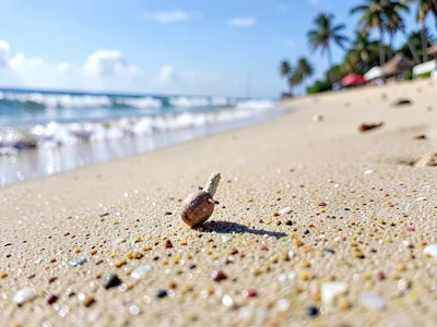 Figure tiny on beach