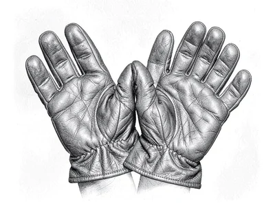 Leather gloves with detailed texture