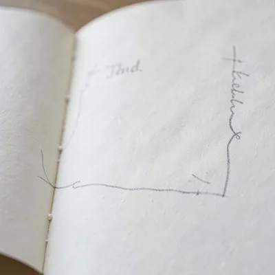 Macro of a single open page with margin annotations in pencil (no readable text)