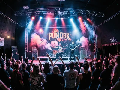 Punk house show from stage