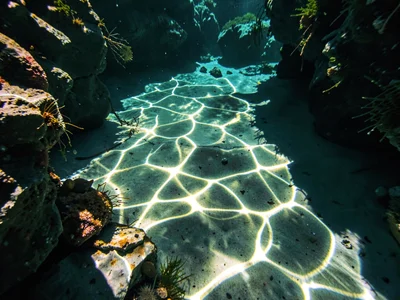 Caustic in clear cenote water