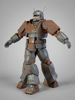 Three-quarter view of the combat-pilot rolling shoulders back, segmented pauldro