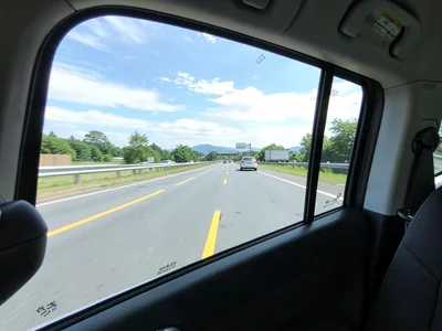 Road trip window view