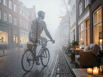 Bicycle rhythm through Copenhagen, a person cycling through Copenhagen morning m