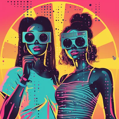 Alien Teens with retro VHS camera filming TikTok danc