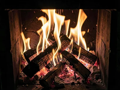 Coal bed seen through fire grate