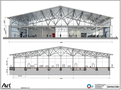 Airport terminal section drawing