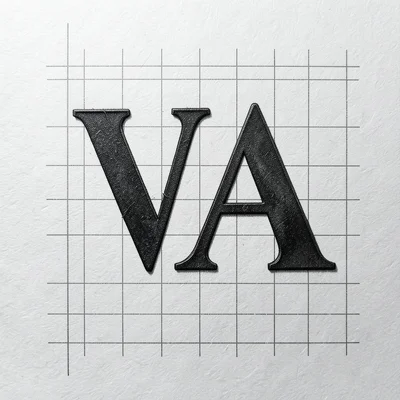 A tightly kerned pair of letters — VA — in 144pt Bodoni, the kerning so tight th