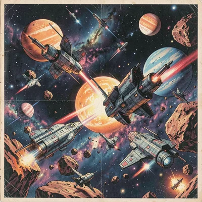 A galactic battle in asteroid field