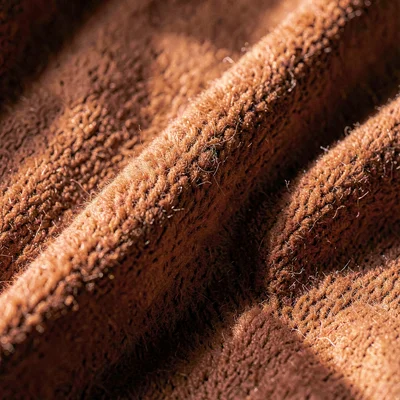 Helmar-mineralcut macro of heavyweight cotton fleece interior in dusty terracott