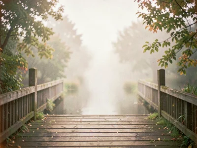 Misty bridge soft romantic treatment