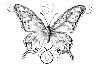 Ornate butterfly flourished
