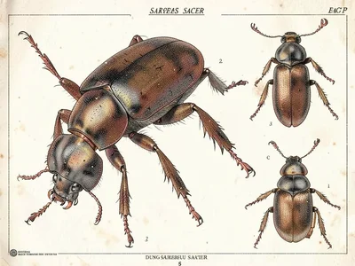 Scarab beetle entomological plate