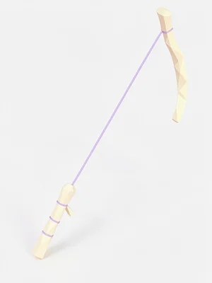 Drawn peach lowpoly longbow with a triangulated cream handle wrap and lavender b