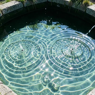 Wave interference pattern in water tank, two sources, beautiful mathematics