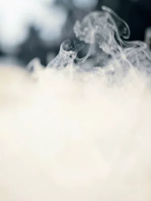 Breath visible in cold air