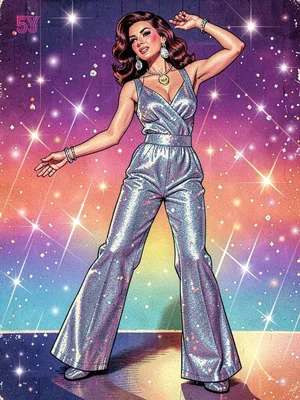 Disco seventies silver jumpsuit