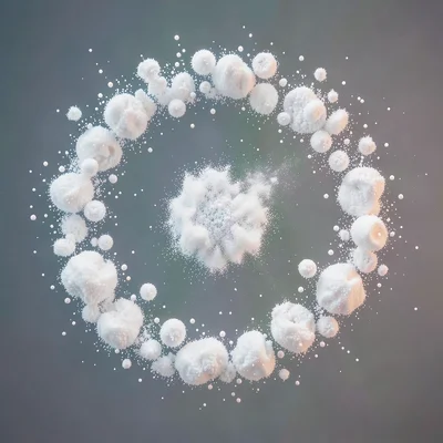 Baby powder scent visualized as soft white floating circular particles