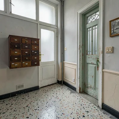 Quietly elegant photograph with Uruguayan sensibility, Terrazzo floor of an old 
