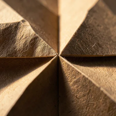 Paper intersection where six folds meet at one vertex, complex mountain-valley j