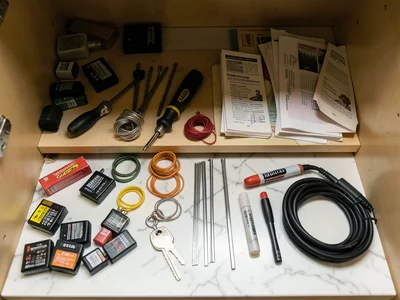 The junk drawer — every household's chaotic drawer laid out in obsessive order o