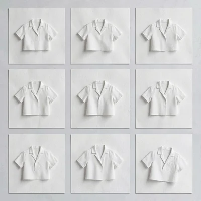 Tidy 4x3 look grid of twelve abstract garment tiles, each carrying a different f